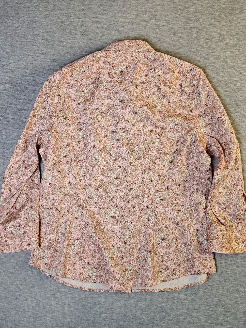 Chaps Women's No-Iron Button Down Shirt Pink Paisely Floral Cotton Blend Size M - Picture 11 of 12